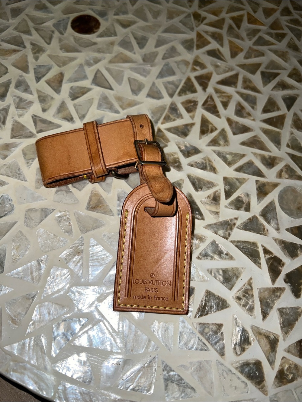 Authentic Louis Vuitton Luggage Tag and Poignet (Handle Binder) Set
